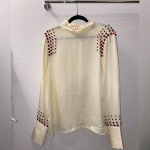 Zara satin blouse with red jewels Sz xl